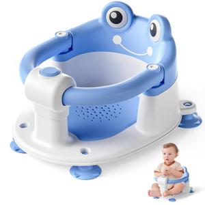Baby Bath Seat for Babies 6 Months & up Non-Slip Toddler Bath Seats for Sitting Up Infant Bathtub Chair with Suction Cups and Soft Cushion for Baby Shower Tub Seat (Blue)