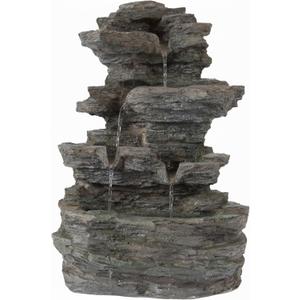 Pure Garden Tabletop Cascading Rock Waterfall Fountain with Lights, Gray