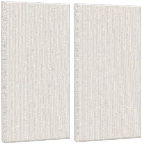 JISUO 48" x 24"x 1.6" Fabric Acoustic Wall Panels, 4 Pack Self Adhesive Sound Absorbing Panel for Office, Home Theater, Recording Studio Acoustical Treatments, Fiberglass Acoustic Tiles, White