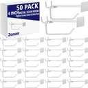 Zonon 50 Pack 4 Inch Pegboard Scanner Hooks with Label Holder Price Tag Holders Galvanized Metal Peg Board Hooks for Retail Store Shop Supermarket Display Hanging Pegboard Wall Accessories