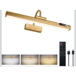 15.7'' Picture Lights for Wall with Motion Sensor, 9000mAh Rechargeable Battery Operated Poster Lights for Paintings, Portraits, Wall Decor, Gold