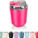 Puraville Insulated Tumblers with Lid, 10 oz Travel Coffee Mug Stainless Steel Vacuum Cup, Leak Proof Reusable Double Walled Coffee Tumbler for Iced and Hot Drinks, Fuchsia