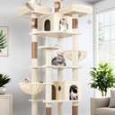 Globlazer Cat Trees and Towers for Multiple Adult Cats, 82-inch XXL Tall Cat Tree Tower for Indoor Cats with Scratching Post, 3 Perches, 2 Condos, 2 Hanging Baskets, F82, Beige
