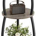 Small Round Side Table, 3-Tier End Table with Storage Shelf, Slim Sofa Table Coffee Table, Sturdy & Easy Assemble Nightstand for Small Spaces, Living Room Bedroom Corner, Grey