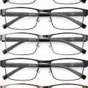 JOLISU 5PCS Reading Glasses Men - Blue Light Blocking Computer Metal Thin Frame Readers For Mens/Women, +2.00