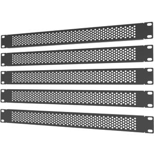 5 Pack 1U Venting Blank Panel - Steel Blank Rack Mount Panel Spacer for 19in Server Rack Cabinet or Enclosure, Black (1UVBP5PC), 1.73 inches x 19 inches x 0.39 inches
