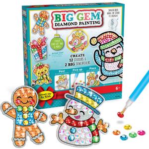 Creativity for Kids Big Gem Diamond Painting Kit: Holiday Stickers and Suncatchers - Diamond Painting Kits and Christmas Gifts, Christmas Crafts for Girls and Boys, Kids Gifts for Ages 6-8+