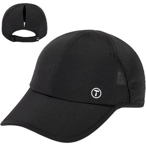 TOP-EX Cooling UV 50 High Ponytail Baseball Cap for Women - Most Women Start with S/M - Breathable for Running Golf Sports (Black)