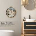 Qskjre Vintage Winter Town Ski Scene Wall Art Decor, Village Christmas Round Wood Framed Canvas Wall Artwork, Farmhouse Hanging Prints for Ski Lodge Bedroom Gallery Decorations, 10x10inch