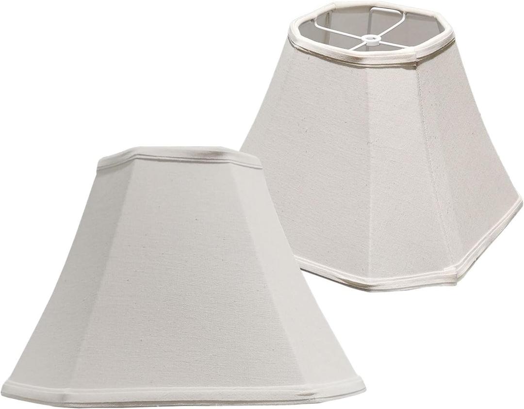 Lamp Shades Set of 2 White Lamp Shade 6x12.5x9 inches, Square Foldable Fabric Lamp Shade Handmade Table Lamp Shades