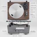 All in One Vinyl Record Player,Bluetooth Turntable Built in 4 Stereo Speakers Phono Preamp,High Fidelity Turntables for Vinyl Records with Magnetic Cartridge AT-3600L,2-Speed,33/45RPM,USB PC Recording