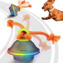 Interactive Dog Toys, Automatic Moving and Rolling LED Light Up Dogs Ball with Rope, Motion-Activated Wicked Ball for Small Medium Pup, Stimulation Toy for Boredom Relief (Blue)