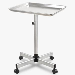 Salon Tray on Wheels Height Adjustable Metal Rolling Tray for Tattoo, Hair Salon & Spa, Silver