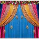 ZTHMOE 8x6ft Polyester Indian Traditional Backdrop Macrame Marigold Garland Colorful Curtain Photography Background Hindu Wedding Banner Diwali Pooja Decorations Photo Props