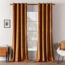MIULEE Velvet Curtains Gold Brown Elegant Grommet Curtains Thermal Insulated Soundproof Room Darkening Curtains/Drapes for Fall Living Room Bedroom Decor 52 x 84 Inch Set of 2, Pumpkin Brown