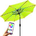 FRUITEAM Solar Colorful LED Lights Patio Umbrella, 7.5FT Heavy Duty Outdoor Market Umbrella with 200+ Light Modes, All-Weather UV Protection Sun Shade for Outdoor Table, Pool, Garden (Apple-Green) (7 1/2FT-Colored Lights)
