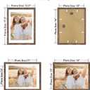 Hongkee 12x16 Picture Frame with Glass, Display Picture 11x14 with Mat or 12x16 Without Mat, 11 by 14 Photo Wooden Frames for Wall Mounting (Rustic Brown, 1 Pack)