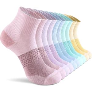 CS CELERSPORT 5 Pairs Women's Ankle Socks Running Athletic Sport Socks with Cushion, Small
