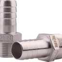 DERNORD Stainless Steel 3/4" Hose Barb x 3/4" NPT Male - Home Brew Pipe Fitting Pack of 2