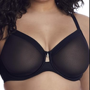 Curvy Couture Women's Plus Size Sheer Mesh Full-Coverage Unlined Underwire-Bra, Black, 32H