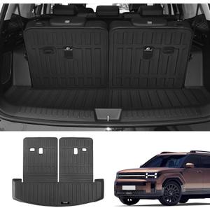 for 2024 2025 Hyundai Santa Fe Trunk Cargo Mat Liner with Backrest Mat All Weather TPE for Hyundai Santa Fe Accessories (Cargo Mat with Backrest Mat)