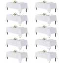 sancua White Table Cloths Rectangle, 10 Pack Tablecoths Rectangular for 6 Foot Tables - Washable Polyester Fabric Table Cover for Wedding, Birthday Party, Banquet Reception, 54x108 Inch