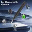 Ear Wax Removal, Earwax Remover Tool with 8 Pcs Ear Set, Ear Cleaner with Camera, Earwax Removal Kit with Light, Ear Wax Removal Tool with 6 Ear Spoon, Ear Cleaner for iOS and Android (Black)