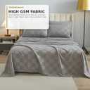 7 Pieces Grey Queen Comforter Set, Boho Tufted Bed in a Bag, Checkered Farmhouse Shabby Chic Soft Bed Set, All Season Plaid Comforter with Sheets, Pillowcases & Shams