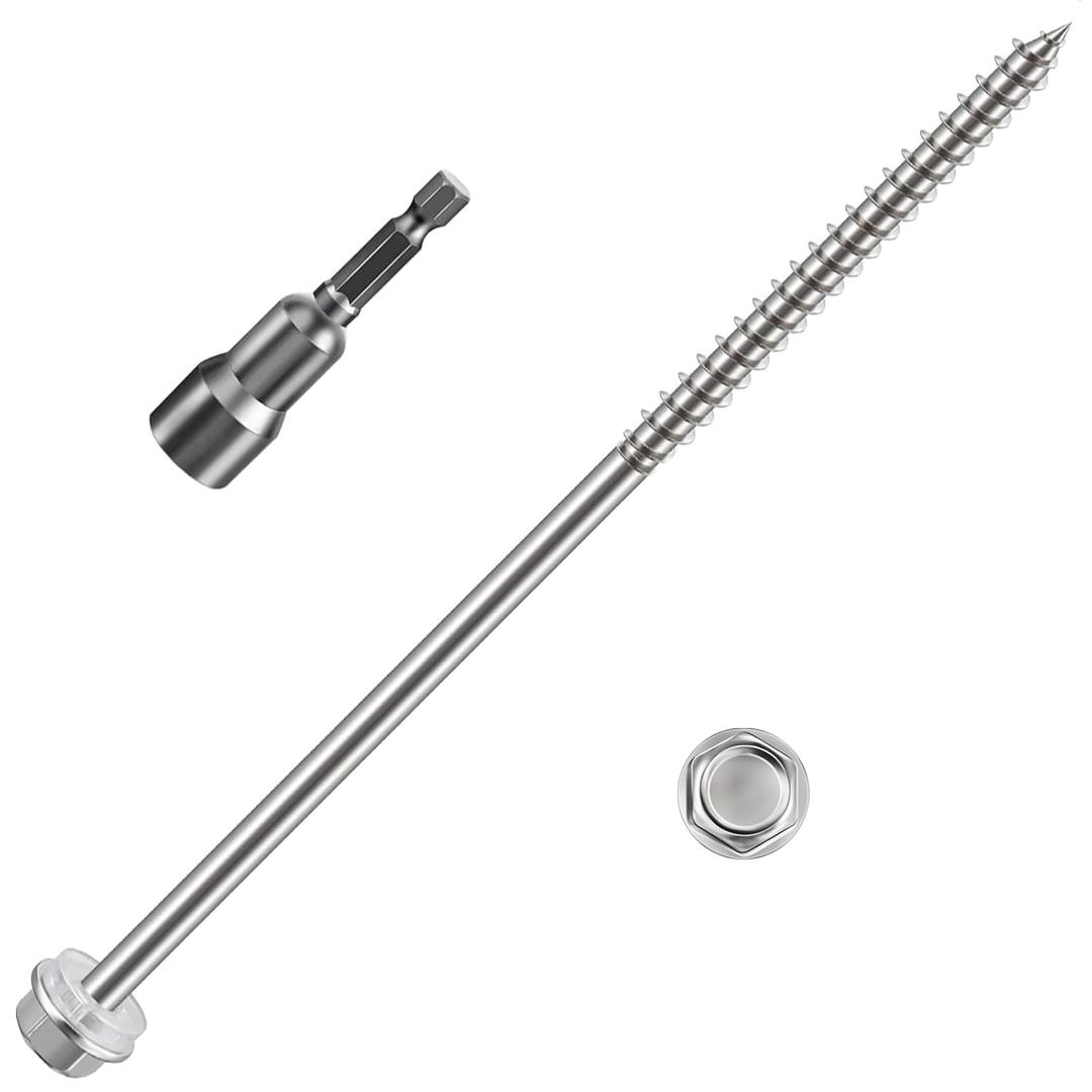 (80Pcs)#10x5 Self-Tapping Screws for Wood 410 Stainless Steel Hexagon Head Quick Tapping