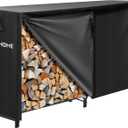 VIVOHOME 6 ft Heavy Duty Firewood Rack Outdoor with Cover, Black