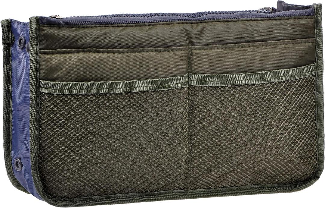 Vercord Purse Organizer Insert for Handbags Bag Organizers Inside Tote Pocketbook Women Nurse Nylon 13 Pockets Army Green Small
