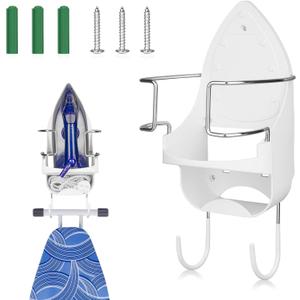 Ironing Board Hanger Wall Mount, Organizer Rack for Laundry Rooms Storage, Hanging Shelf Holder White