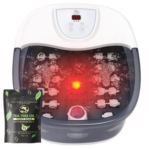 Foot Spa Bath Massager with Heat, 22 Manual Massage Rollers, Adjustable Temperature 95–118°F, Bubbles & Vibration, Epsom Salt Included, Foot Soaking Tub for Relaxation - Grey, 15.75"L x 13.39"W x 6.89"H