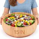 15 x 5 Inch Exra Large Wood Salad Bowl Wide Large Wood Bowl for Mixing Salad Cut Fruits Pasta Snacks Food Dishes Restaurant Kitchen Countertop Decorative Handcrafted Home Wedding Party
