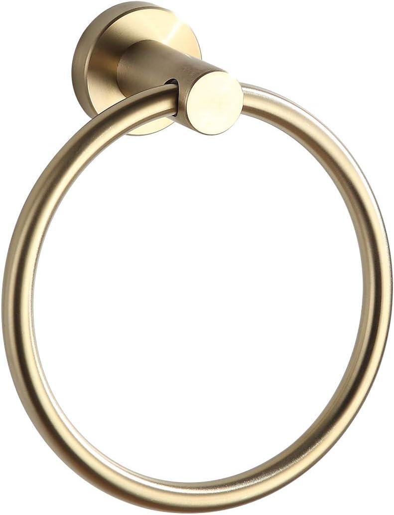 BGL Towel Ring Brushed Gold Stainless Steel 304 Towel Ring Wall Mount Bathroom Towel Holder Round Towel Hanger