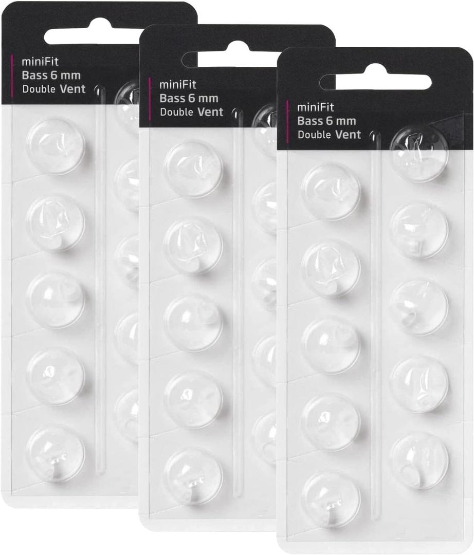 Hearing Aid Domes for Oticon MiniFit Double Vent Bass Domes: 3 Packs (6mm), Universal Domes for Oticon Hearing Aid Supplies