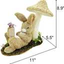 naturevibe 8.9 Inches Sisal Bunny Easter Decor,Natural Easter Bunny Resting Under Mushroom for Centerpieces for Tables,Decorative Farm Animals Bunny Figurine as Spring Decorations for Home