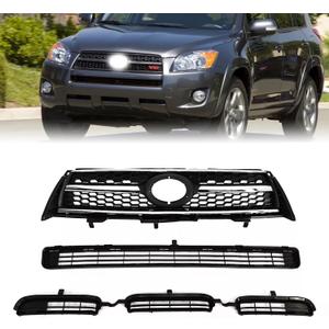 Front Upper Lower Bumper Grille For 2009-2012 Toyota RAV4 Base Sport