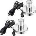 Bestview Polished Metal Desktop Lamp Base, Small Industrial Table Lamp, Simple E26/E27 Screw Light Socket Edison Bulb Holder with Cord On/Off Switch US Plug (Silver, 2 Pack)