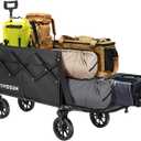 VIVOSUN Collapsible Wagon with Tailgate, 320lb Load-Bearing Outdoor Utility with All-Terrain Wheels, Adjustable Handle, Cup Holders for Camping, Shopping, Garden, Sports, Picnic, Black