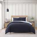 Tommy Hilfiger - Queen Comforter Set, Soft & Breathable Micro Piqu Cotton Bedding, Medium Weight Feel for Year Round Comfort, 3 Piece Bed Set with Matching Pillowcases (Navy)