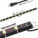 ZESEN 10 Outlet Long Power Strip, Wide Spaced Outlet Power Bar, Heavy Duty Metal Power Strip with 4FT Cord for Work Bench, Garage, Shop, Overload Protection Switch, ETL Listed (15A/1875W), Black
