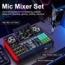 Podcast Equipment Bundle with 3.5mm BM800 Condenser Microphone for Pc/Phone Live Streaming Singing Gaming, Podcast Microphone Bundle with Live Sound Board Audio Mixer,Voice Changer, Denoise,DJ Sets