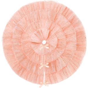 Tatuo Christmas Tree Skirt Wedding Ruffle 4 Layer Tulle Round Fluffy Sparkly Skirt Tree Mat Ornament for Christmas Holiday Decoration(31.5 Inches,Rose Gold)