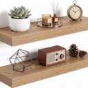 Dreamland 20Inch Floating Shelves for Wall 6.7" Deep Light Brown Set of 2