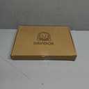 DAVIDOK C-Shaped Sofa End Table, Adjustable Height Couch Side Table with Device Slot, White Color with Black Metal Stand, Couch Table for Living Room, Bedroom