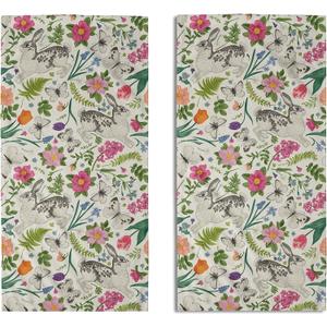 Spring Easter Floral Hand Towels for Bathroom Set of 2 Bunny Rabbit Butterfly Pink Green Vintage Botanical Holiday Decorative Handtowels Soft Absorbent Bath Towel for Home Guest Room Hotel Gym Spa