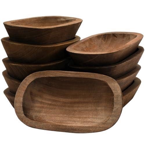 Generic 5 Pieces Wooden Dough Bowl for Decor Bulk Hand Carved Paulownia Wood Candle Making Rustic Wood Dough Bowls Decorative Bowl for Home Decor Candles Centerpiece Bowl, Medium, LP230816