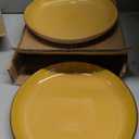 Elama's Luxuriously Mellow Yellow 16 Piece Dinnerware Set with Complete Setting for 4 (Bright Yellow and White)