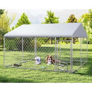 XL Outside Dog Kennel 10x10 ft - Outside Dog Kennel with Roof, Covered Kennels with with Feeding Door, Outdoor Dog Enclosure with Thickened Roof